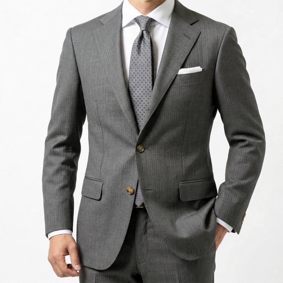 シングルスーツ メンズ 春夏 REDA ミディアムグレーストライプ OXFORD