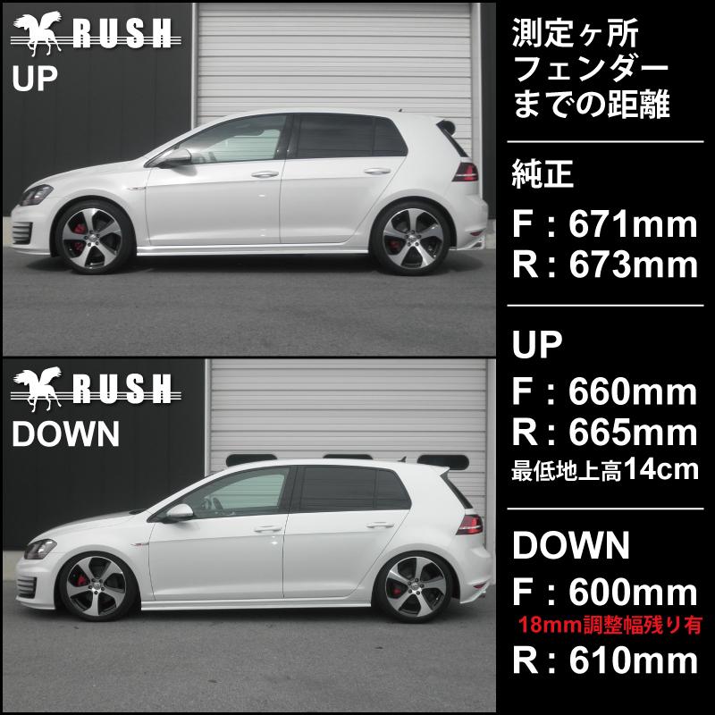 RUSH 車高調 ゴルフ7 GTI フォルクスワーゲン 車高短 モデル