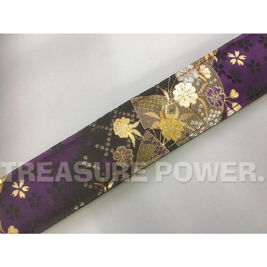 和柄ギターストラップ 扇/黒-紫 tiny products タイニープロダクツ