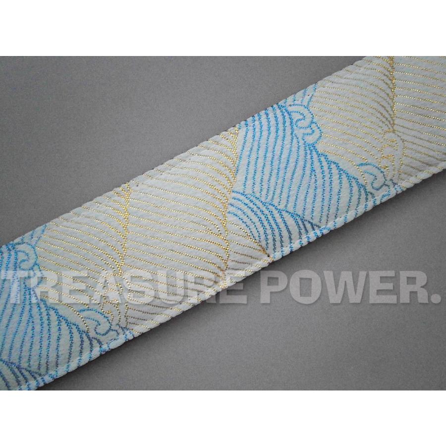 和柄ギターストラップ 波紋様/白 tiny products 京都西陣織 金襴生地