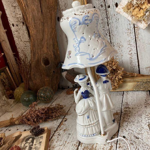 VINTAGE ≫80-90s ヴィンテージ*フィギュリン スタンドライト*陶磁器