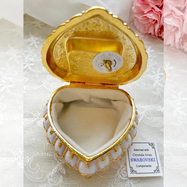 カメオ風 ハート 貴婦人 オルゴール ( ブルー 曲：エーデルワイス or