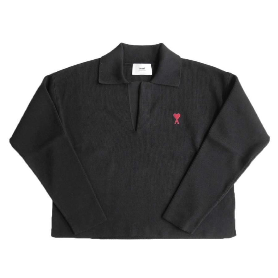 Ami Paris 黒 ポロシャツ 長袖 金色刺繍 セーター M AMI PARIS
