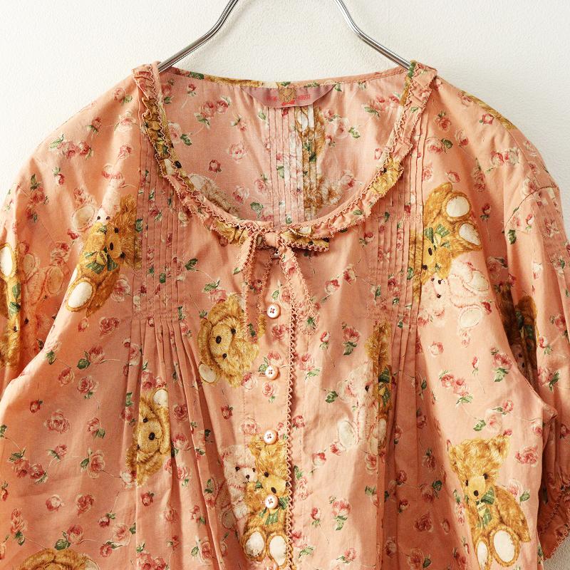 ピンクハウス PINK HOUSE テディベアローズ プリント ブラウス