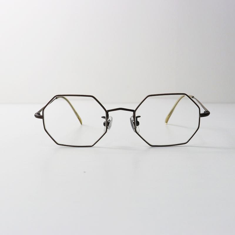 白山眼鏡店 TITANIUM オクタゴングラス メガネ /ベージュ系 ケース付き