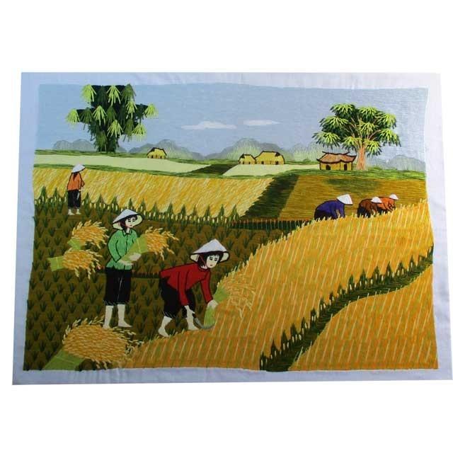 刺繍絵 アート 絵画 芸術 作品 ベトナム 雑貨 ハンドメイド 風景画
