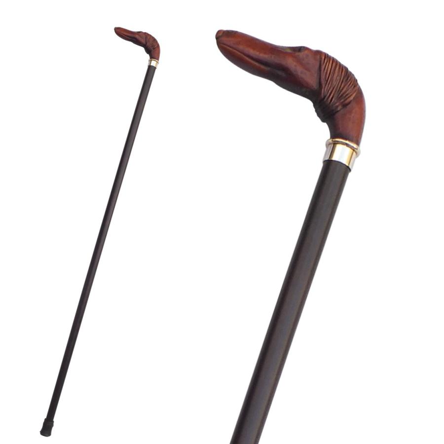 レジン犬ハンドルステッキ No.49A（木製杖／最長93cm／日本製