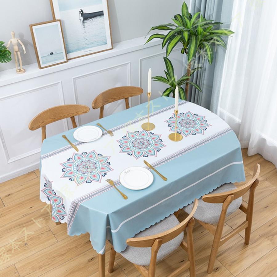 テーブルクロス 北欧 ビニール 撥水 楕円形 食卓カバー テーブルカバー