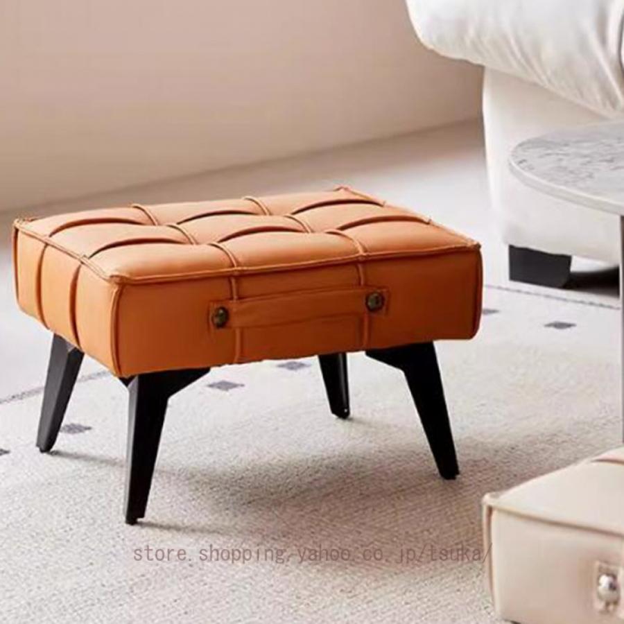 EEK89 総本革/レザー オットマン スツール スクエア型 足置き 腰掛け