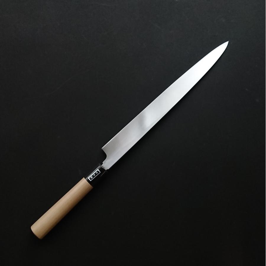 堺宏之作 白鋼 霞仕上げ 水牛桂柄 柳刃包丁 300mm(1尺)（刺身包丁