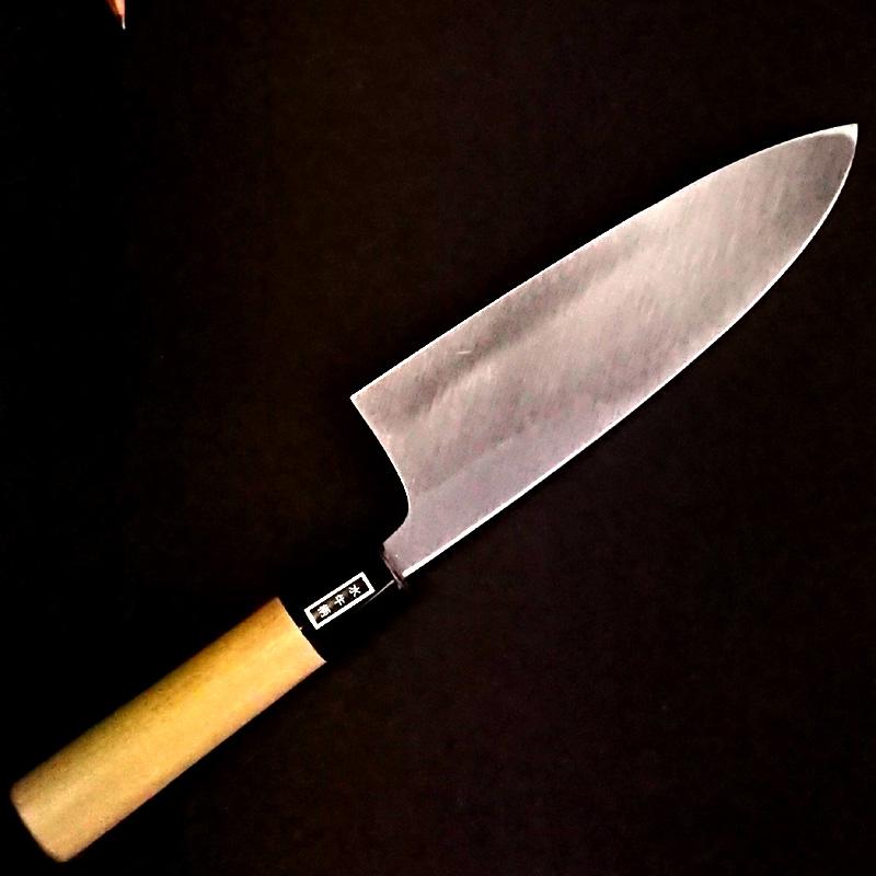 堺宏之作 白鋼 霞仕上げ 水牛桂柄 出刃包丁 180mm(6寸) 日本製 堺市