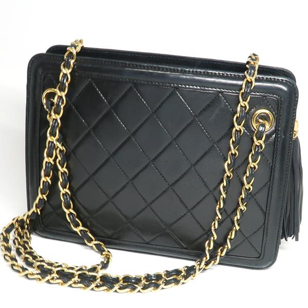 マトラッセ CHANEL チェーンバッグ 黒 フリンジ ショルダーバッグ