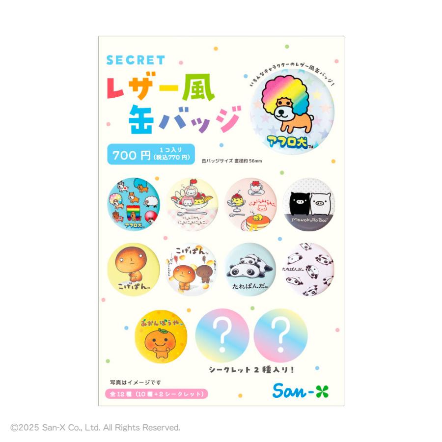 単品〉サンエックスキャラクターズ シークレットレザー風缶バッジ