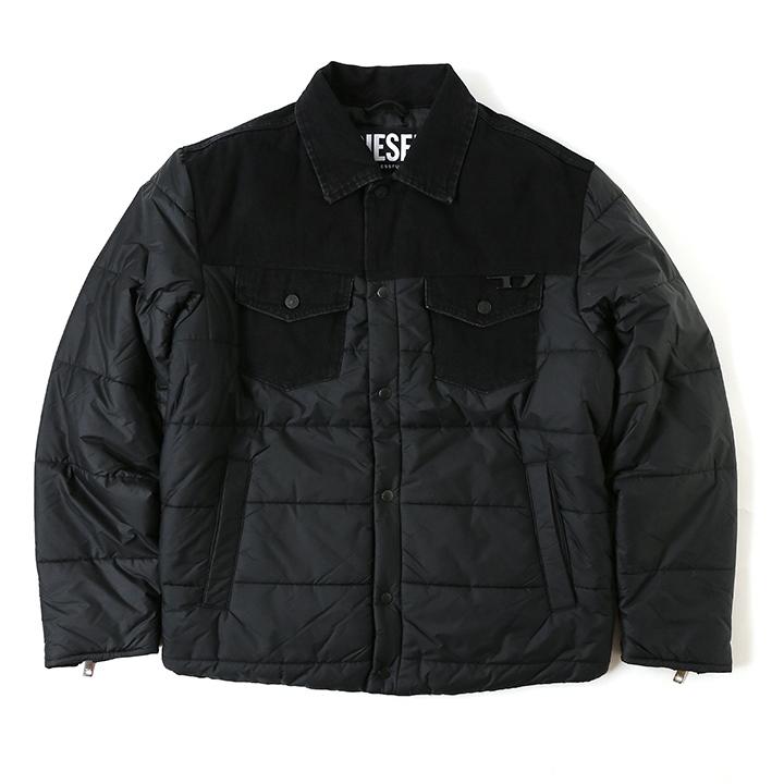 DIESEL（ディーゼル） 中綿ジャケット メンズ デニム切替 ボーダー