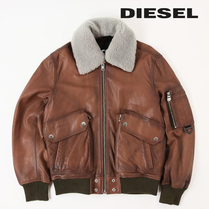 DIESEL（ディーゼル） レザージャケット メンズ ボア襟着脱式 牛革 羊