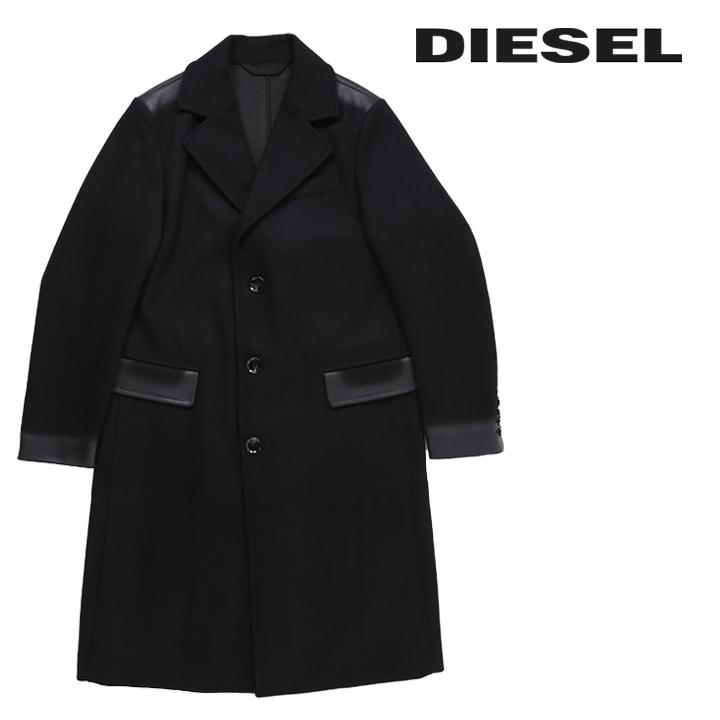 DIESEL（ディーゼル） ロングコート メンズ ウール混 部分コーティング