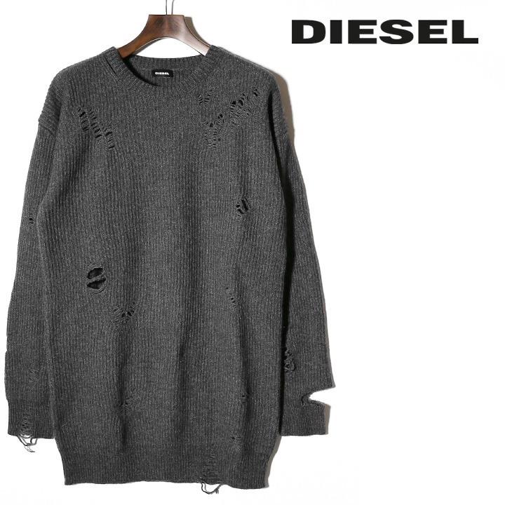 DIESEL（ディーゼル） ニットセーター メンズ クラッシュ加工穴あき