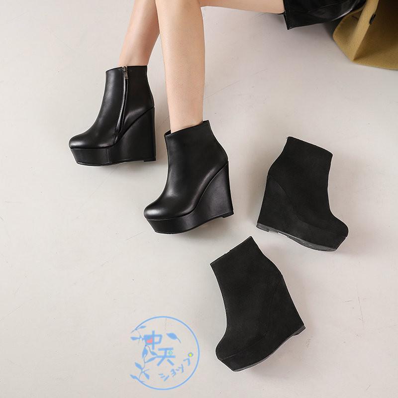 ウェッジソールブーツ 40代ショートブーツ レディース 厚底パンプス