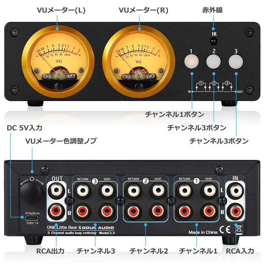 Nobsound 多機能 L3 3チャンネル ステレオ オーディオ ループ