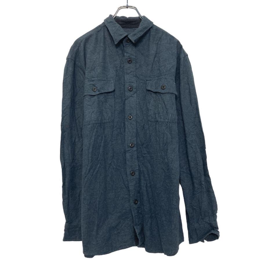 GRIZZLY MOUNTAIN 長袖 無地 シャツ L ネイビー グリズリーマウンテン