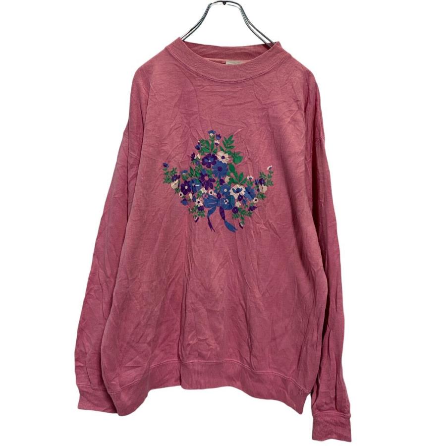 ATHLETECH プリントスウェット トレーナー M レディース ピンク 裏起毛