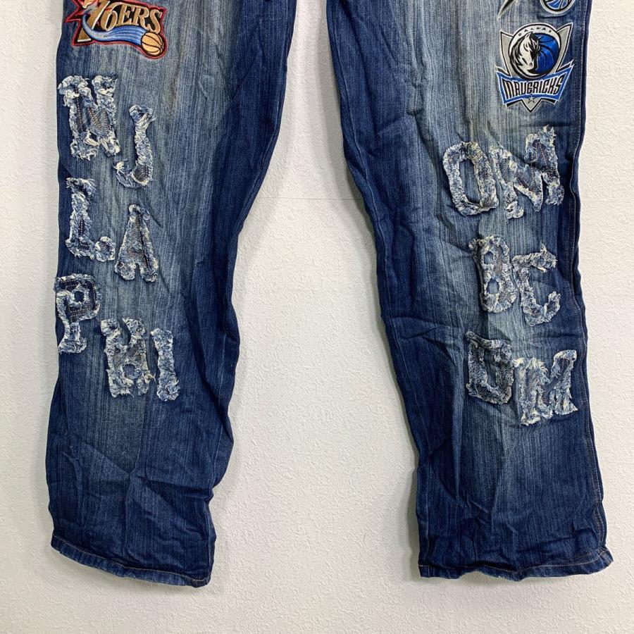 NBA デニムパンツ W40 エヌビーエー バスケット ワッペン インディゴ