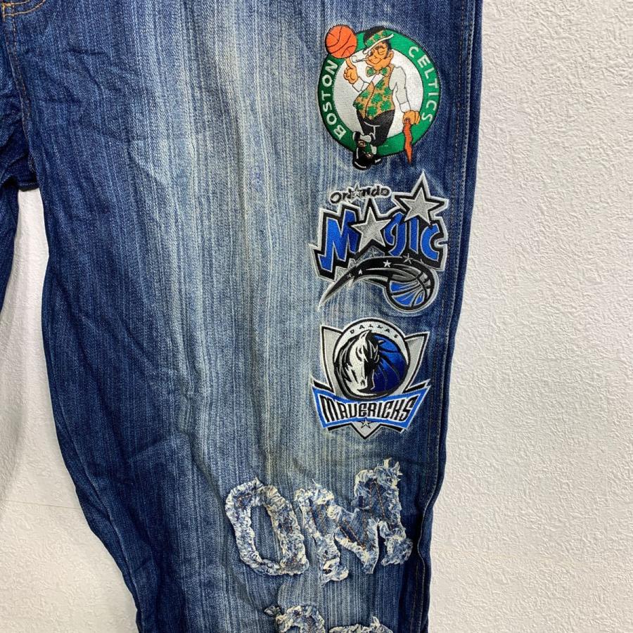 NBA デニムパンツ W40 エヌビーエー バスケット ワッペン インディゴ