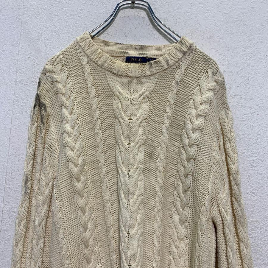 POLO RALPH LAUREN コットン ケーブルニット セーター M アイボリー