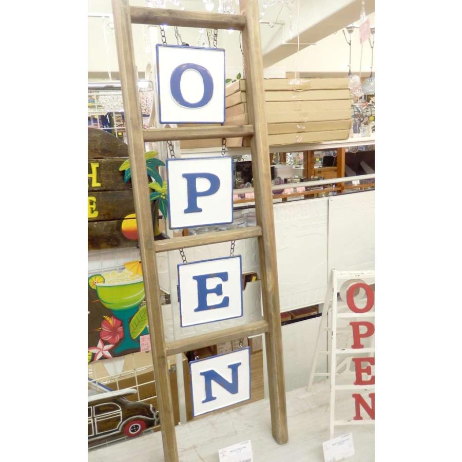 open 店舗装飾 オープン ハシゴ 脚立 カフェサイン 看板 壁掛け お店