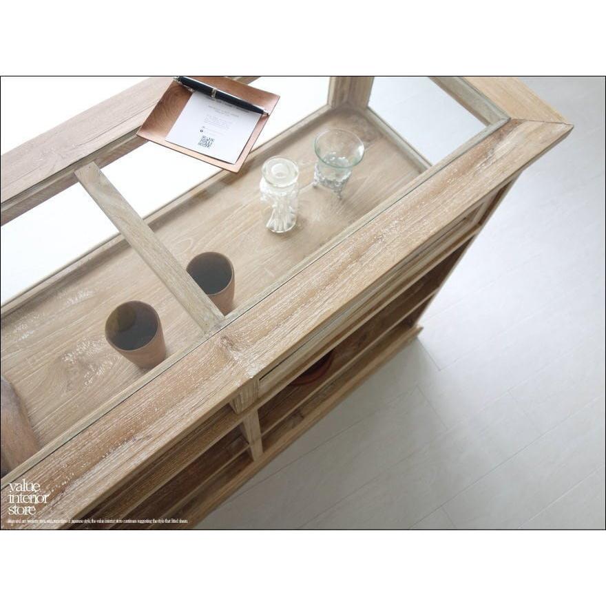 チーク総無垢 ショーケースカウンターQuese ガラスケース 飾り棚 店舗