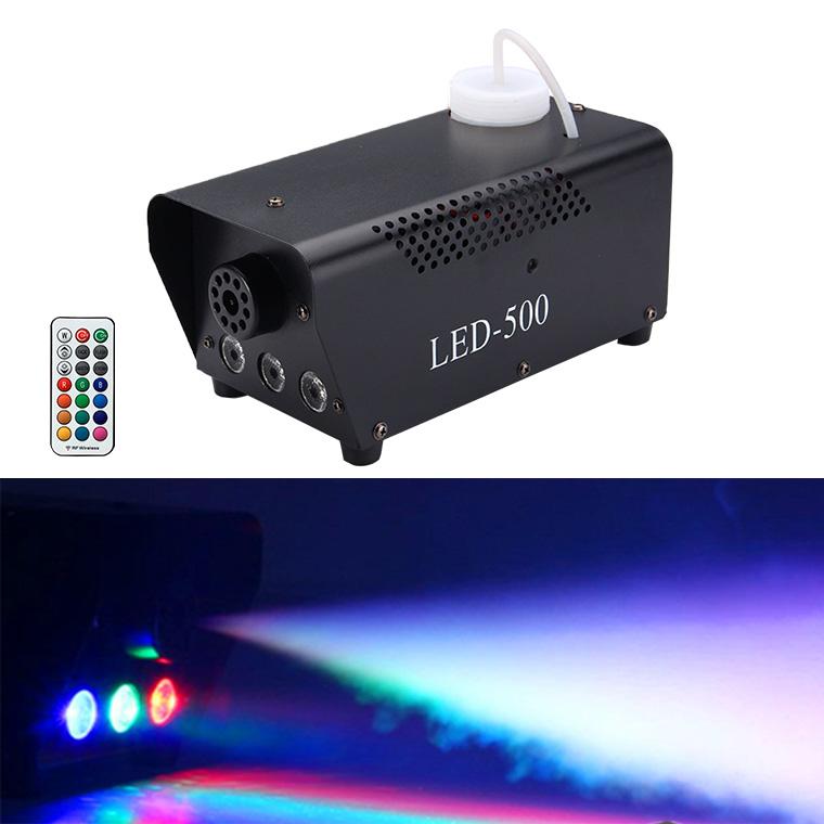 フォグマシン 500w LED付き RGB リモコン付属 室内用 小型 照明 舞台