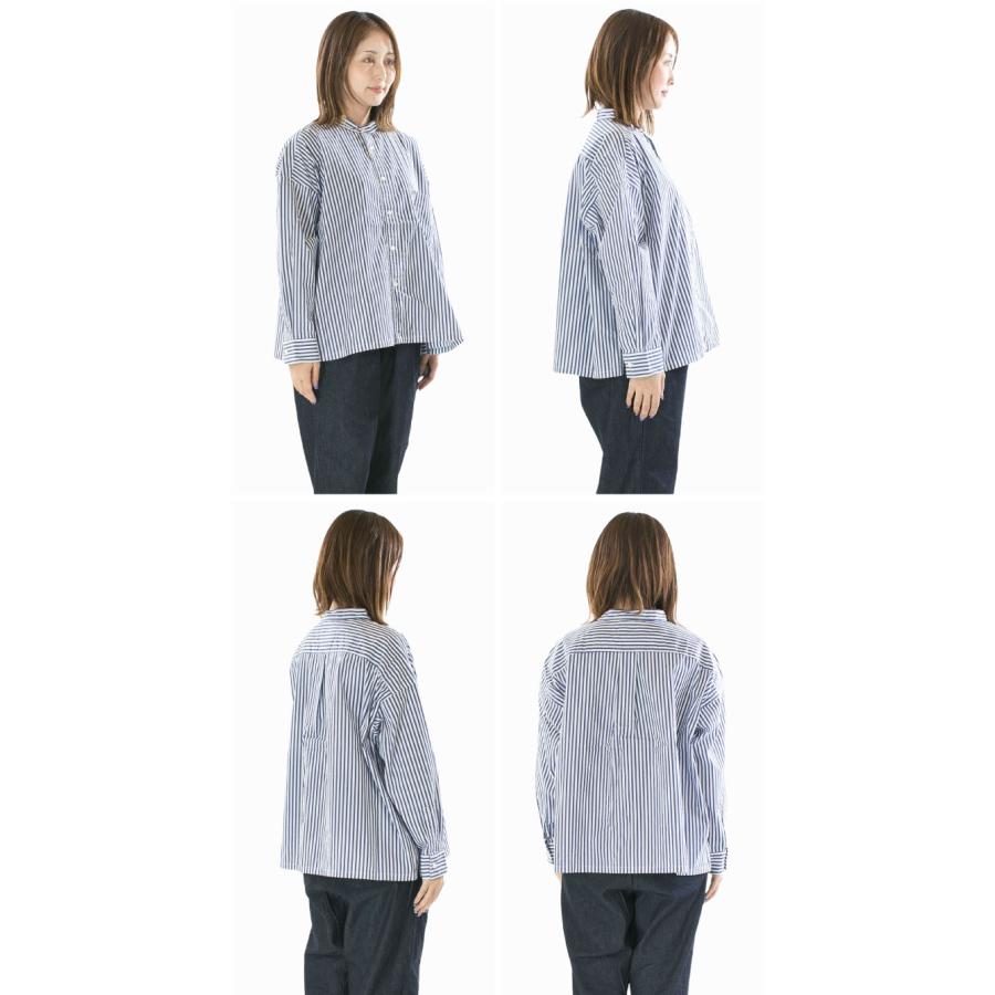 Prit プリット 40／1ブロードストライプスタンドカラービッグシャツ