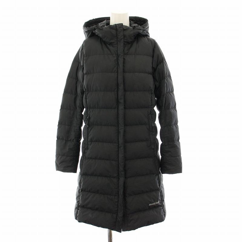 モンベル Montbell トラベルダウンロングコート アウター フード M 黒