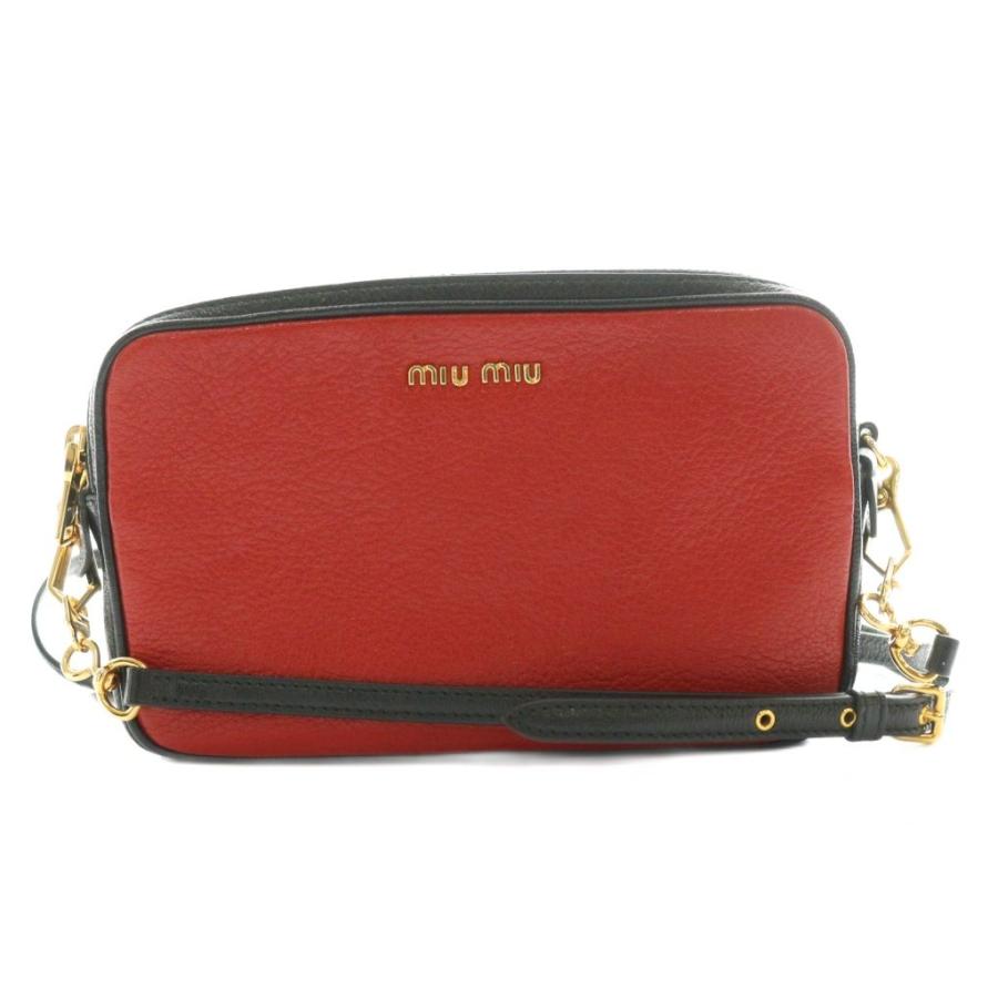 miu miu（ミュウミュウ） ショルダーバッグ レザー 赤 レッド 黒