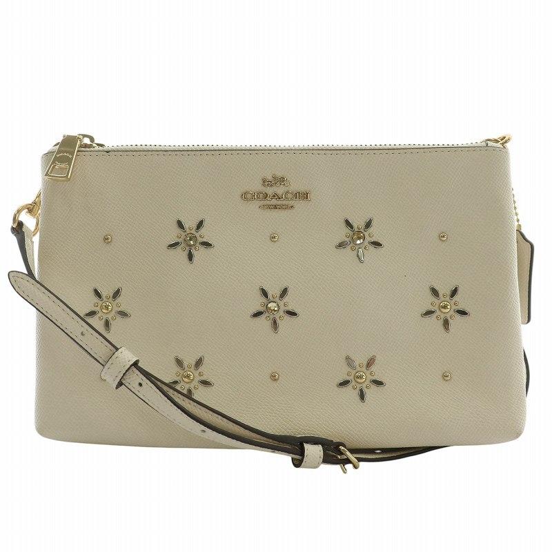 COACH（コーチ） フラワーモチーフ ショルダーバッグ スタッズ ライン