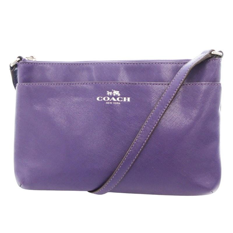 COACH（コーチ） ショルダーバッグ ポーチ付き ロゴ PVC レザー 紫