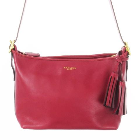COACH（コーチ） ショルダーバッグ レザー 革 ロゴ タッセル付き 赤