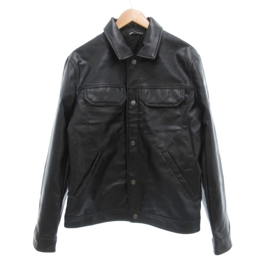 ZARA（ザラ） フェイクレザー オーバーシャツ ジャケット M 黒