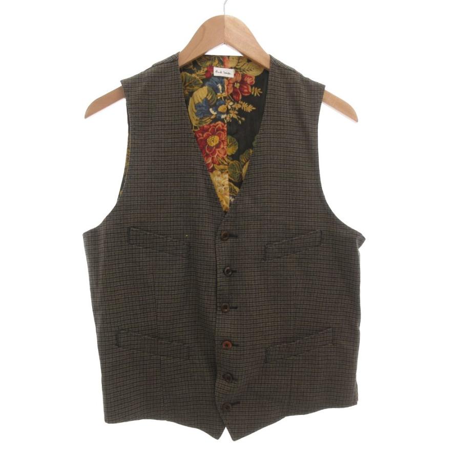 Paul Smith（ポール・スミス） ベスト ジレ L チェック 総柄 裏地花柄