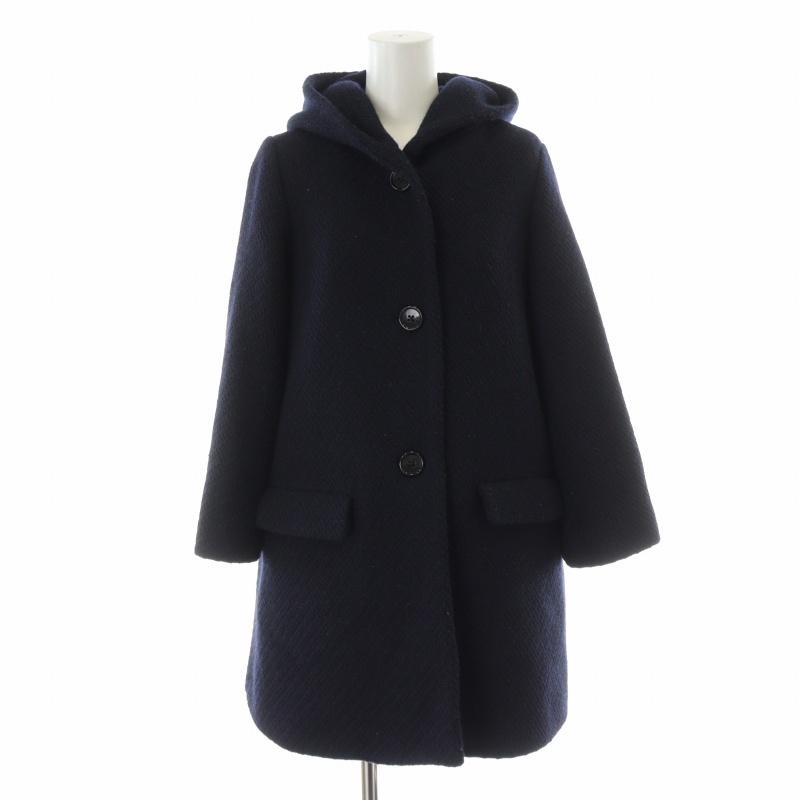 スローブ イエナ SLOBE IENA コート ミドル フード ウール F 紺