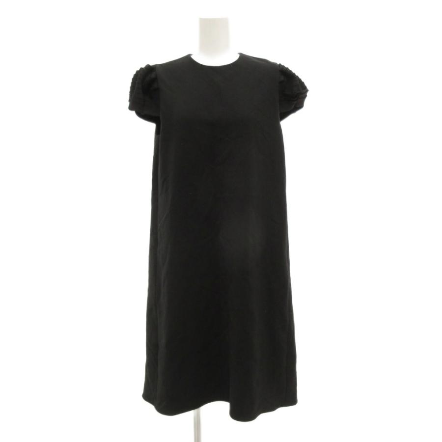 ヨーコチャン YOKO CHAN ワンピース ひざ丈 肩プリーツ 36 黒 ブラック