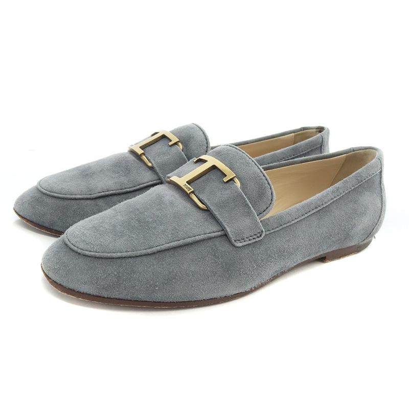 トッズ TOD'S Tタイムレス ローファー スエード 35 22cm グレー /AK