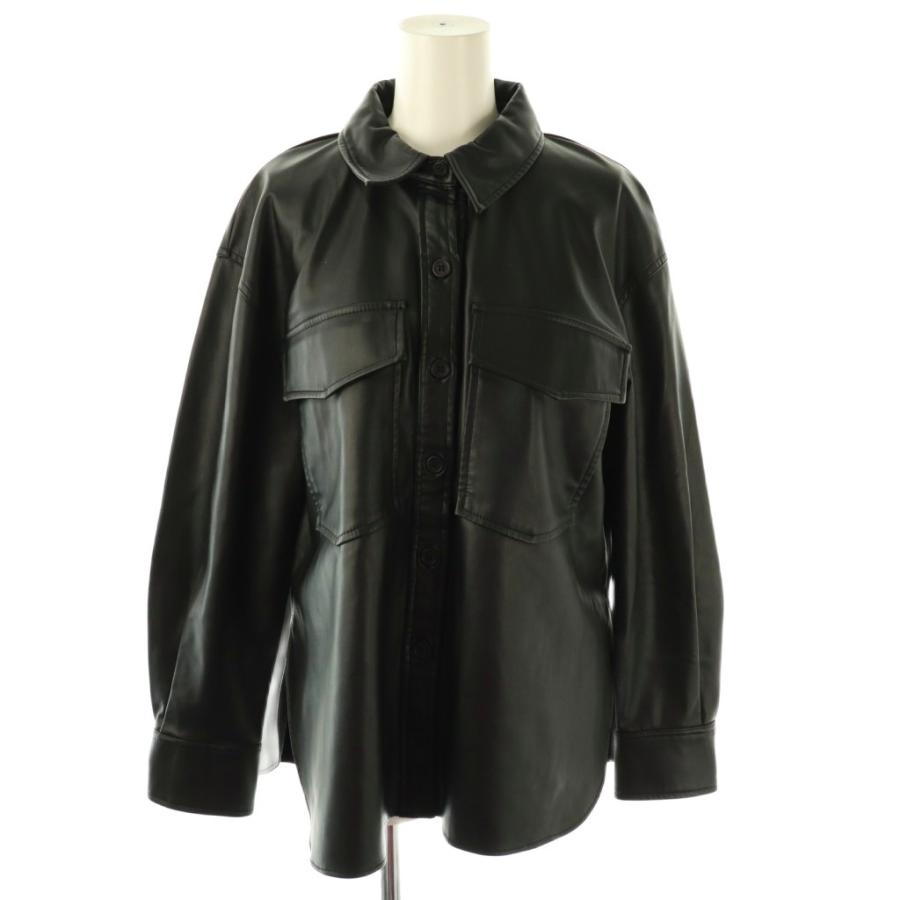 ZARA（ザラ） フェイクレザー シャツジャケット S ブラック /HK □OS