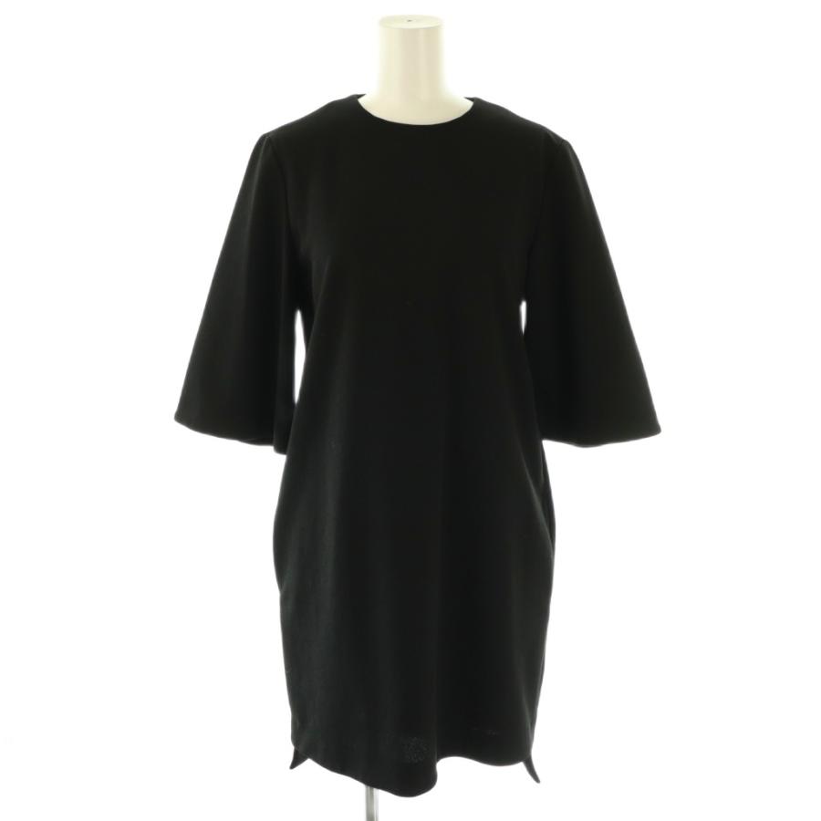 ヨーコチャン YOKO CHAN サックワンピース ひざ丈 七分袖 38 ブラック