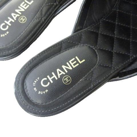 CHANEL（シャネル） パテント サンダル ミュール ココマーク ブラック