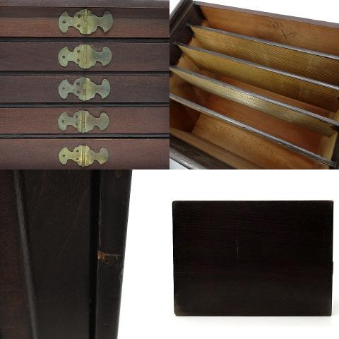 背竹 骨牌 麻雀牌 唐木箱 在銘入り 装飾金具 サイコロ 点棒付き