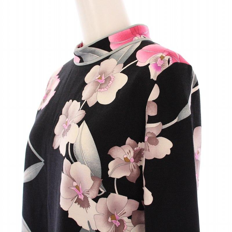 LEONARD（レオナール） ワンピース ひざ丈 長袖 スタンドカラー