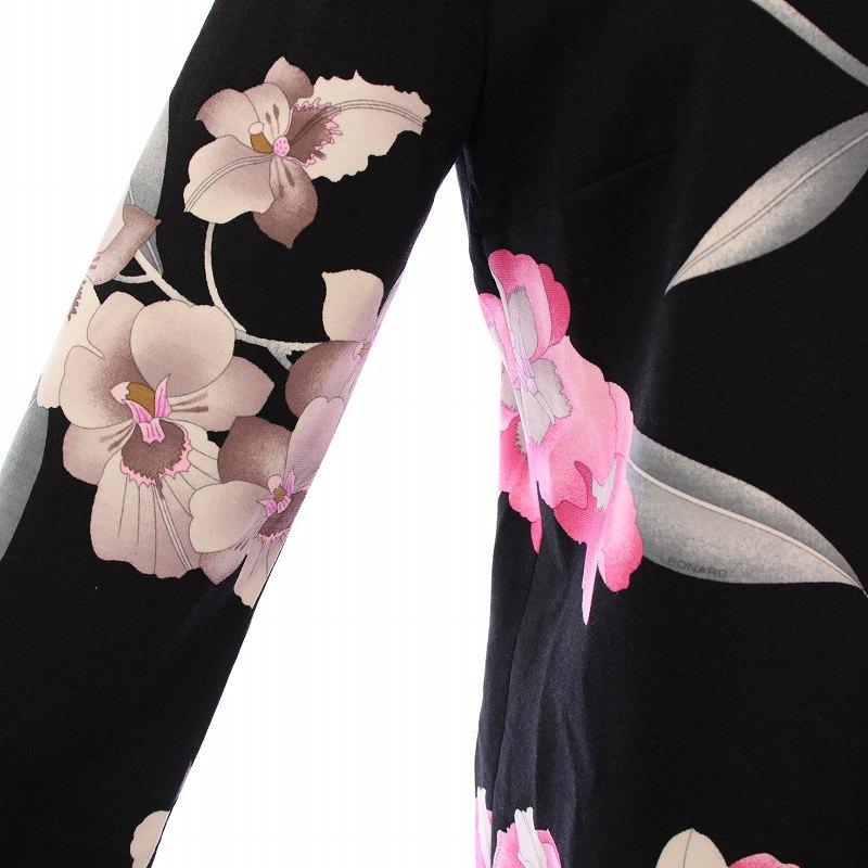 LEONARD（レオナール） ワンピース ひざ丈 長袖 スタンドカラー