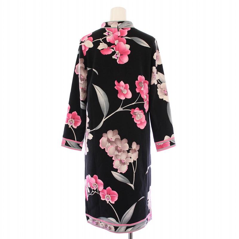 LEONARD（レオナール） ワンピース ひざ丈 長袖 スタンドカラー