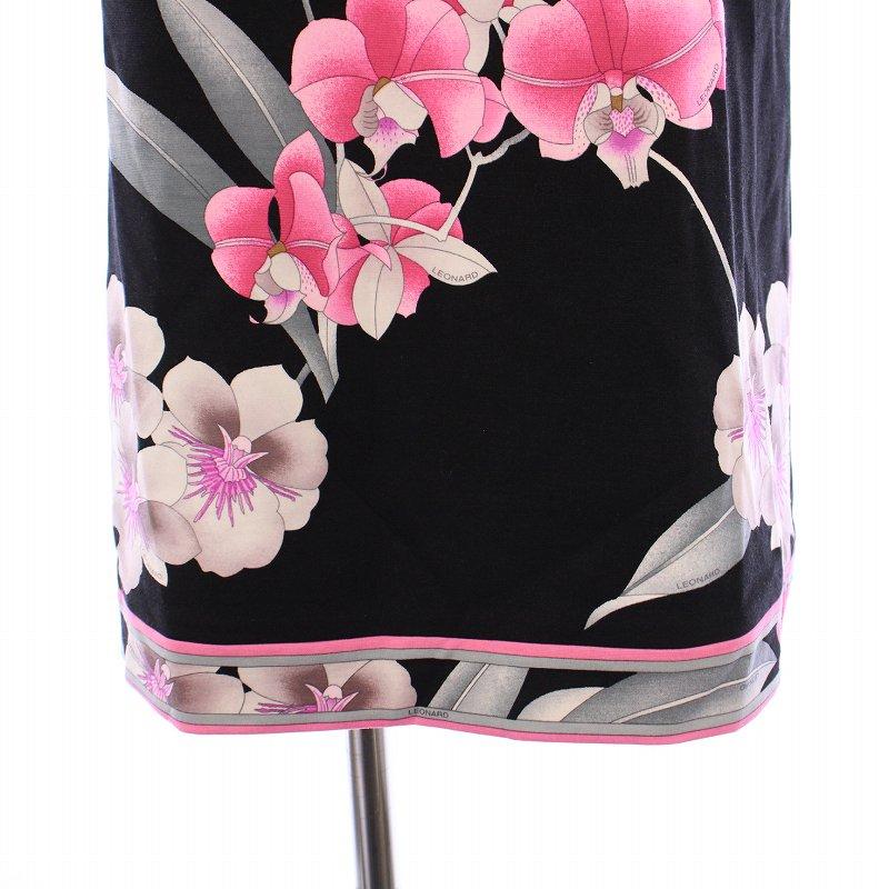 LEONARD（レオナール） ワンピース ひざ丈 長袖 スタンドカラー